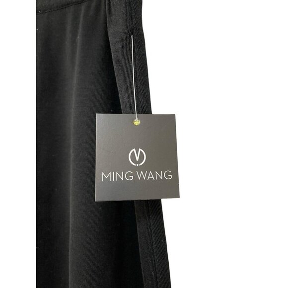 NEW Ming Wang Midi Pencil Skirt Ruffle Flounce Hem Acrylic Knit Black Womens M - Picture 3 of 11